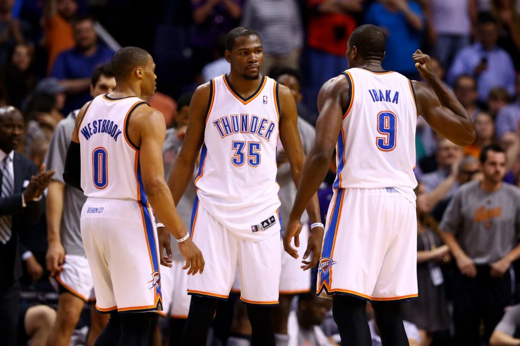 Уэстбрук, Дюрант и Ибака, фото USA TODAY Sports
