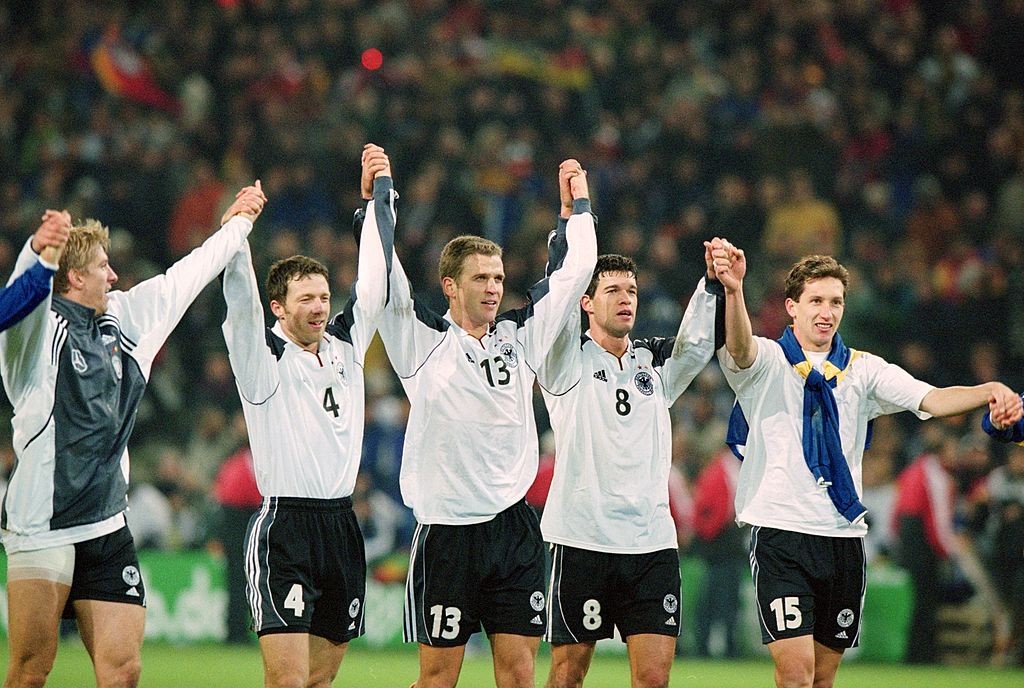 Празднования Германии после матча с Украиной (4:1). 2001 год. Getty Images
