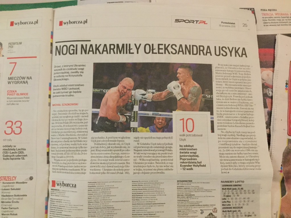 Про бій у Gazeta Wyborcza, фото Олексія Мандзія, Sport Arena