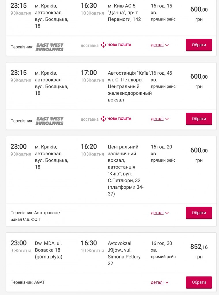 Обратный путь - с Кракова на Киев