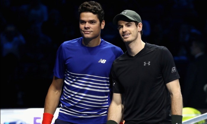 Милош Раонич и Энди Маррей перед началом матча, Getty Images