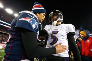 Джо Флакко и Том Брейди. (Getty Images)