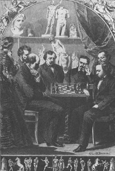 Морфи (справа) играет с Андерсеном, edochess.ca