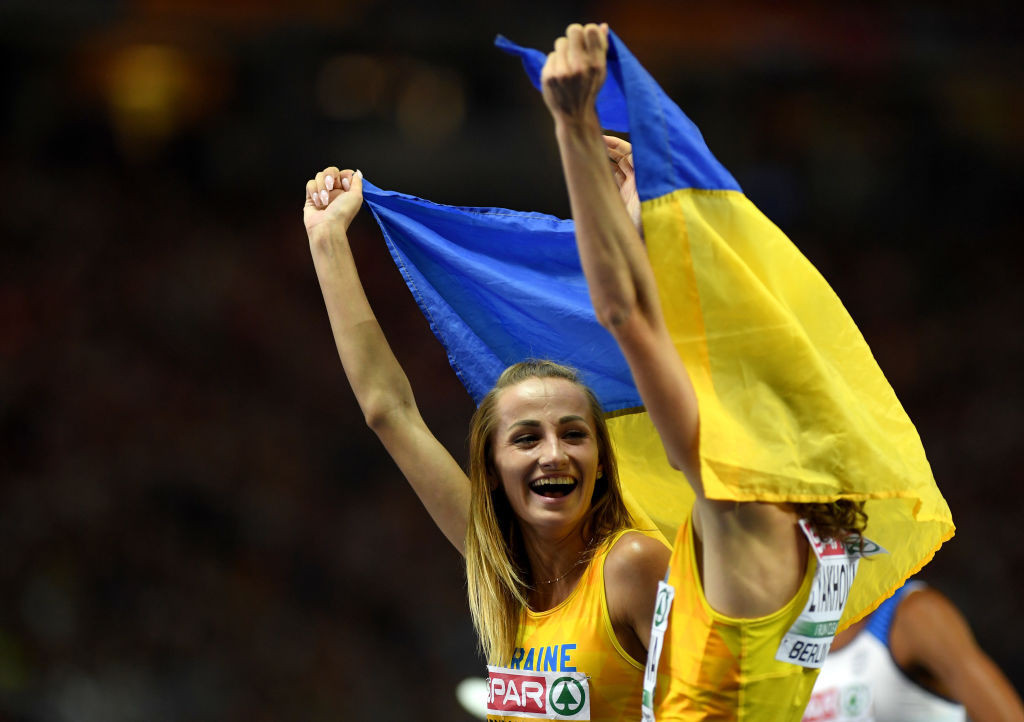 Прищепа Ляхова флаг Украина медаль атлетика