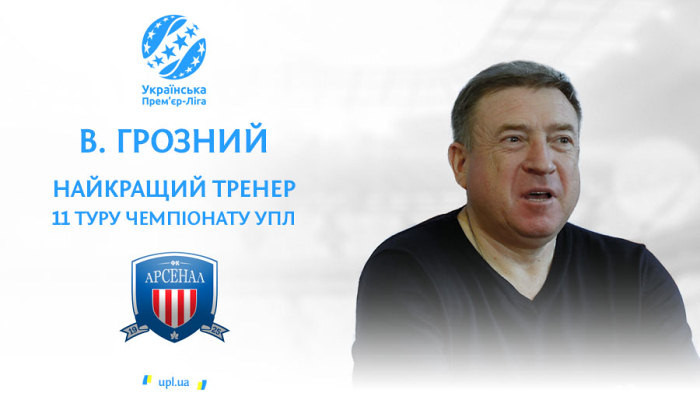 Грозный признан лучшим тренером 11-го тура УПЛ - Чемпионат Украины