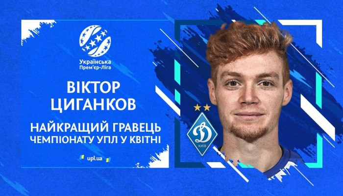 Цыганков признан лучшим футболистом апреля в УПЛ - Чемпионат Украины