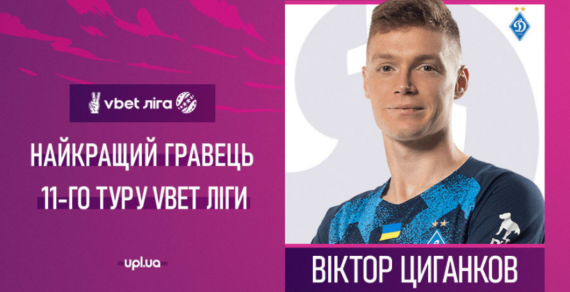 Цыганков – лучший игрок 11-го тура УПЛ - Чемпионат Украины