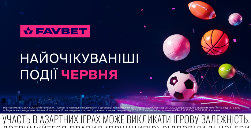 Топ спортивних подій червня 2025 на Favbet