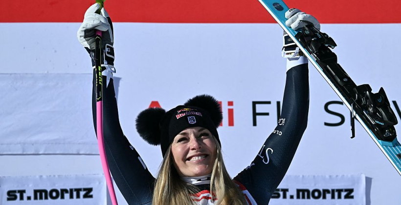 41-летняя олимпийская чемпионка Линдси Вонн стала самой возрастной победительницей в истории этапов Кубка мира по горнолыжному спорту - Горные лыжи
